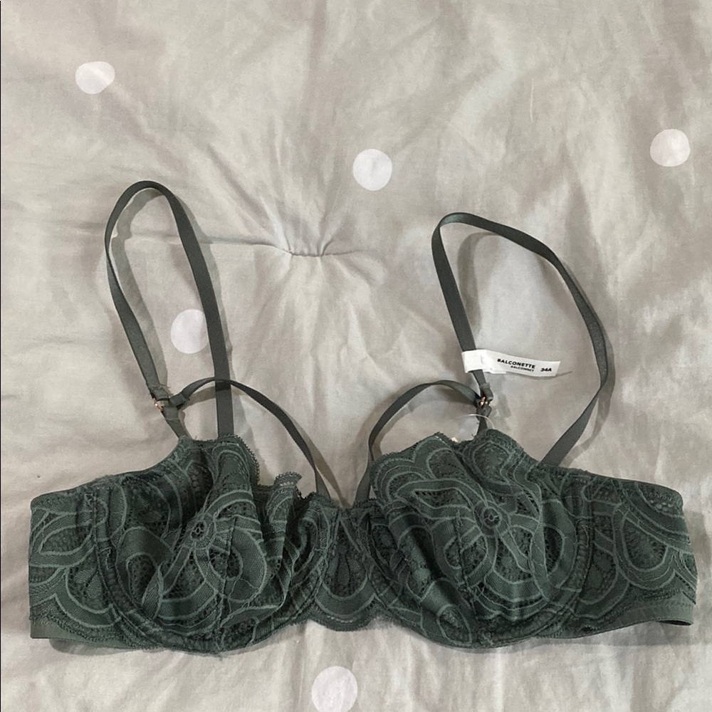 Aerie Green Lace Balconette Bra 34A
